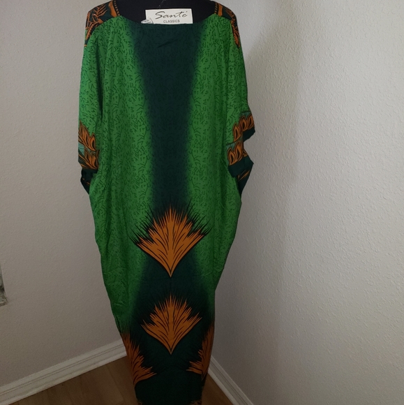 New Green and Gold Kaftan Abaya Cover-up D… - Picture 8 of 14